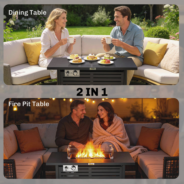 Propane Gas Fire Pit Table, Outdoor Firepit with 43" Steel Tabletop an