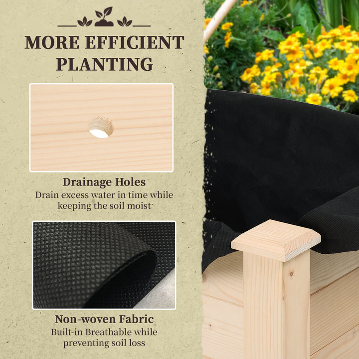 Garden Wooden Planters， Rectangular Raised Bed,Flower Box, Fir Wood Indoor/Outdoor, Oak Tone, 86L x 46W x 76Hcm