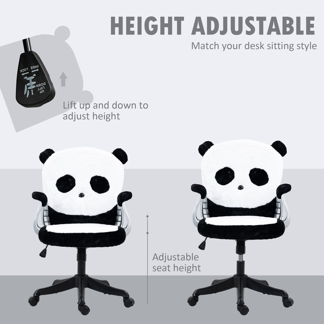 Vinsetto Cute Office Chair, Fluffy Panda Desk Chair with Padded Armrests, Tilt Function, Adjustable Height, Black and White