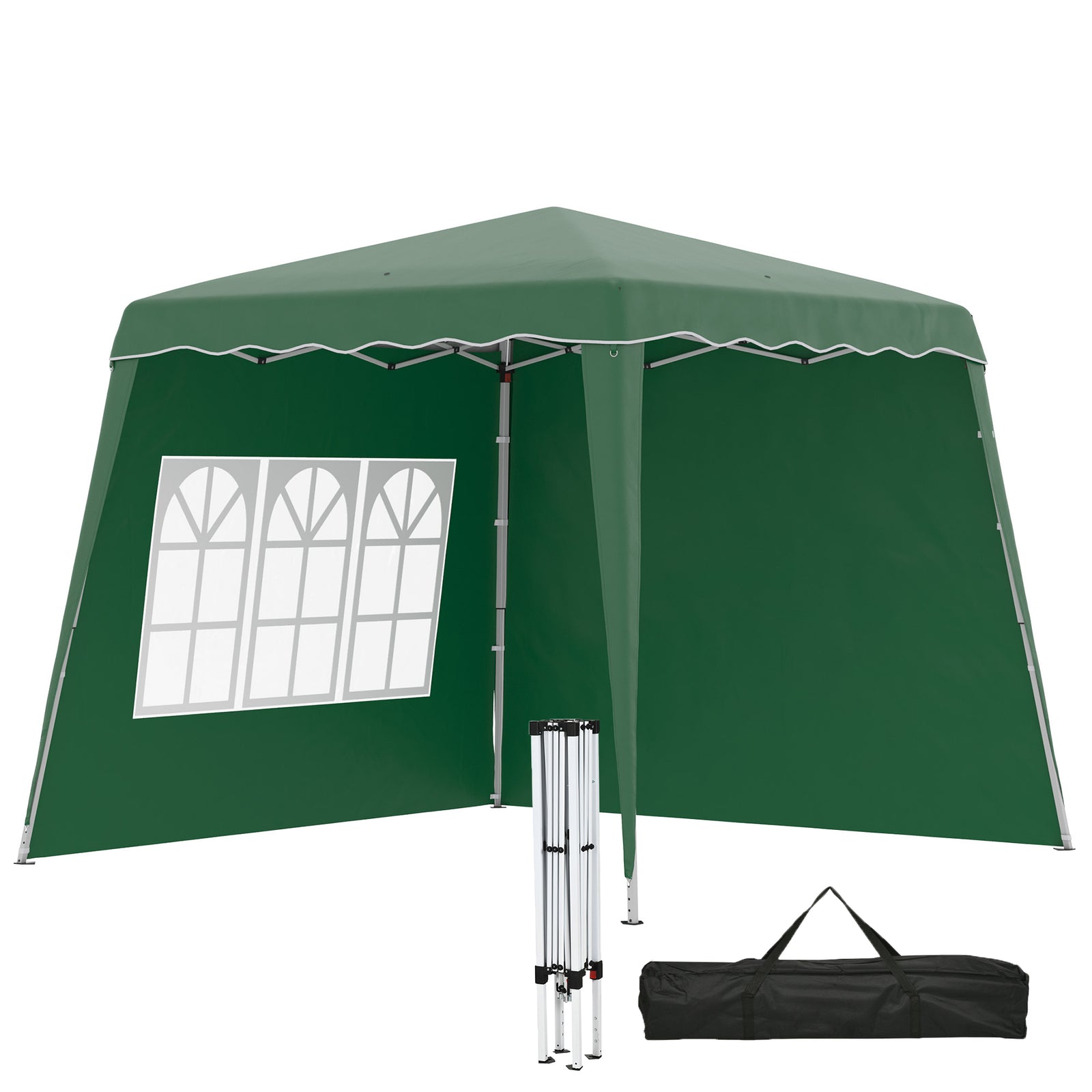 2.4 x 2.4m Two Wall Pop Up Gazebo - Green