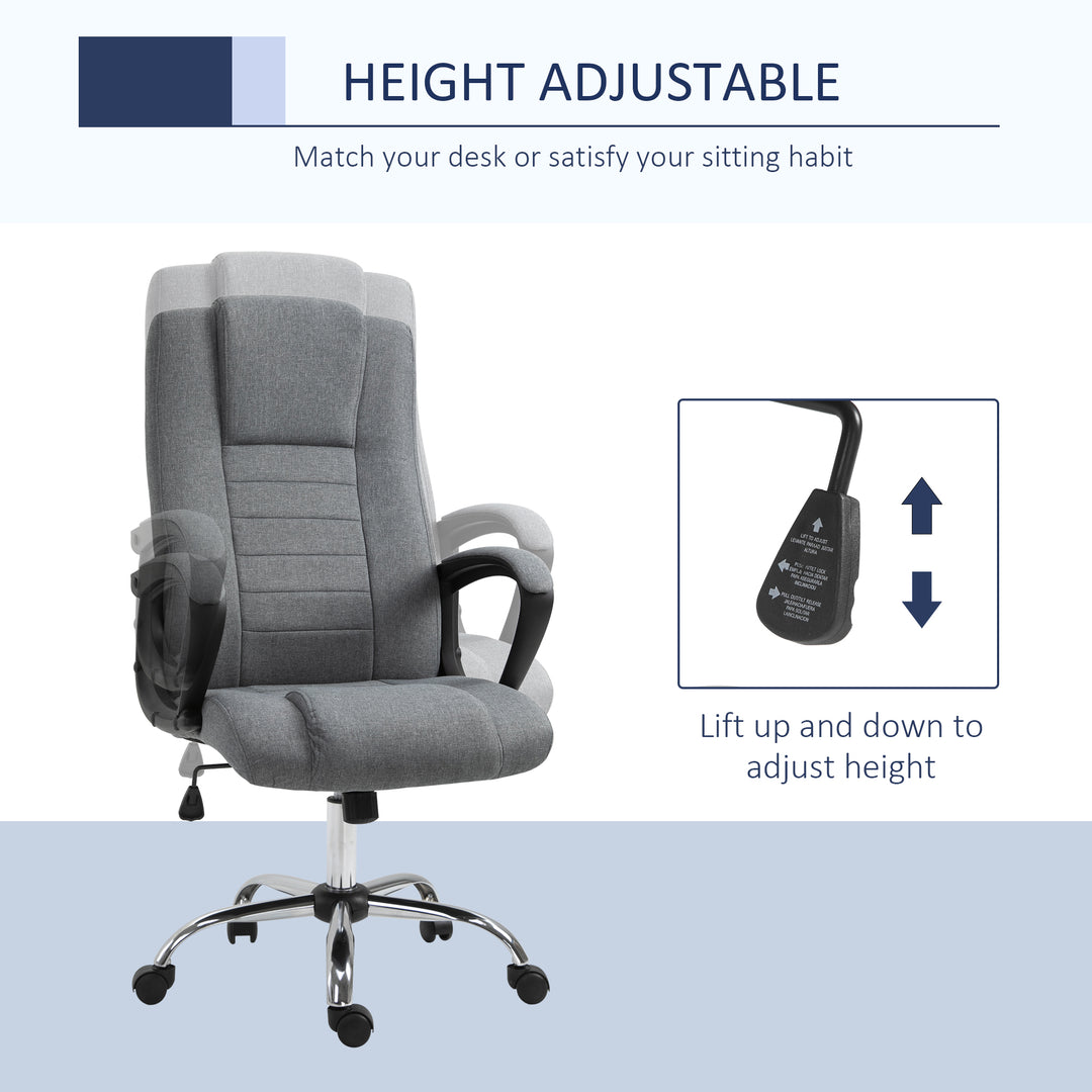 Linen-Look Swivel Office Chair - Dark Grey