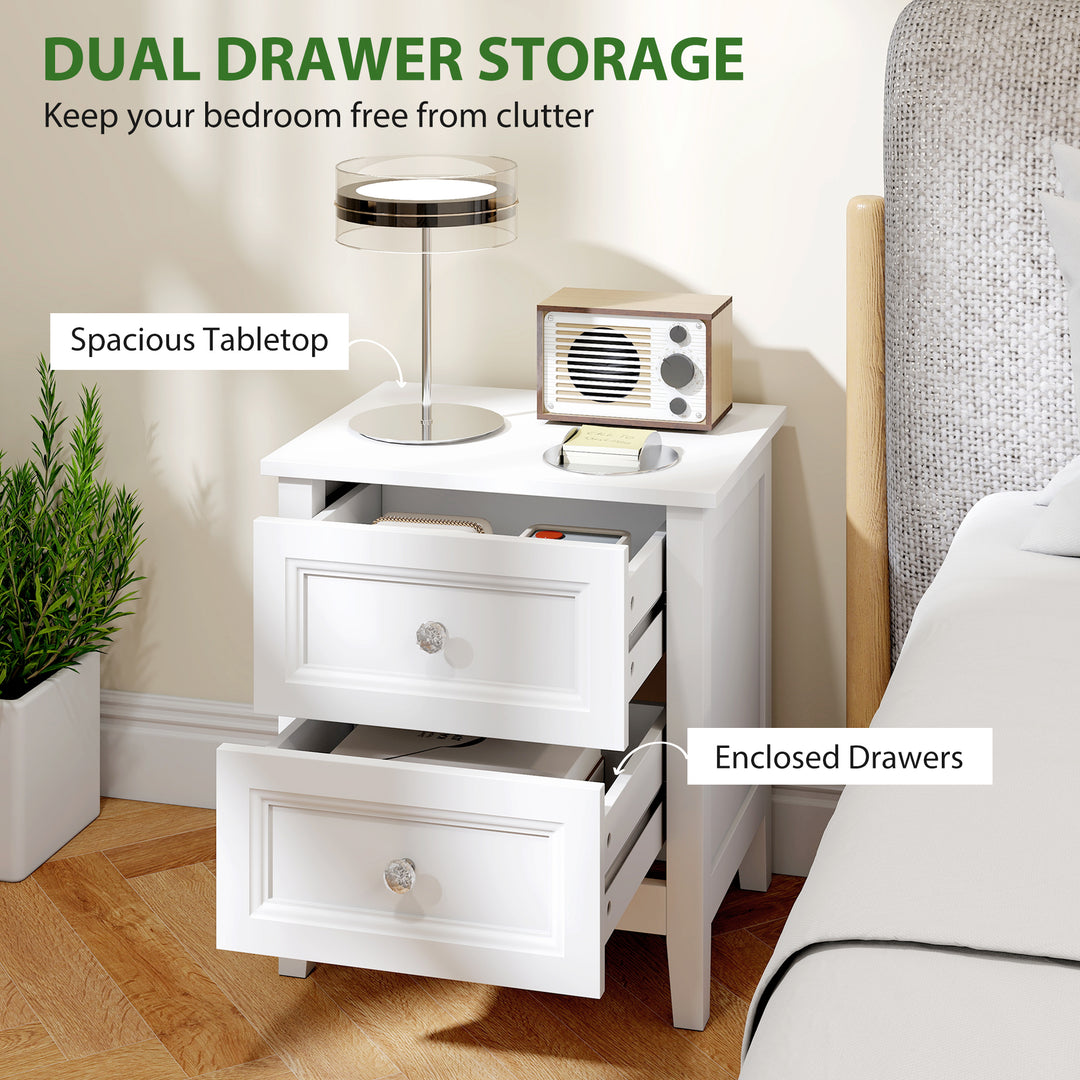 Nightstand with 2 Drawers Modern Bedside Table for Bedroom Living Room