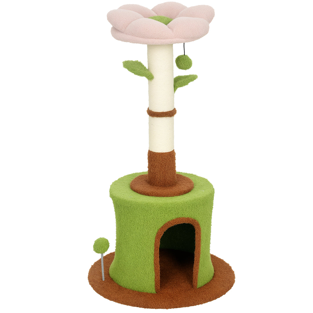 Cat Tree for Indoor Kittens, 88cm Flower Cat Tower with Condo &amp; Bed