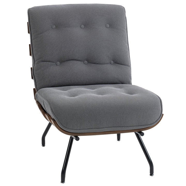 Accent Chair, Linen-look Fabric Reading Chair with Spring Cushion, Sla