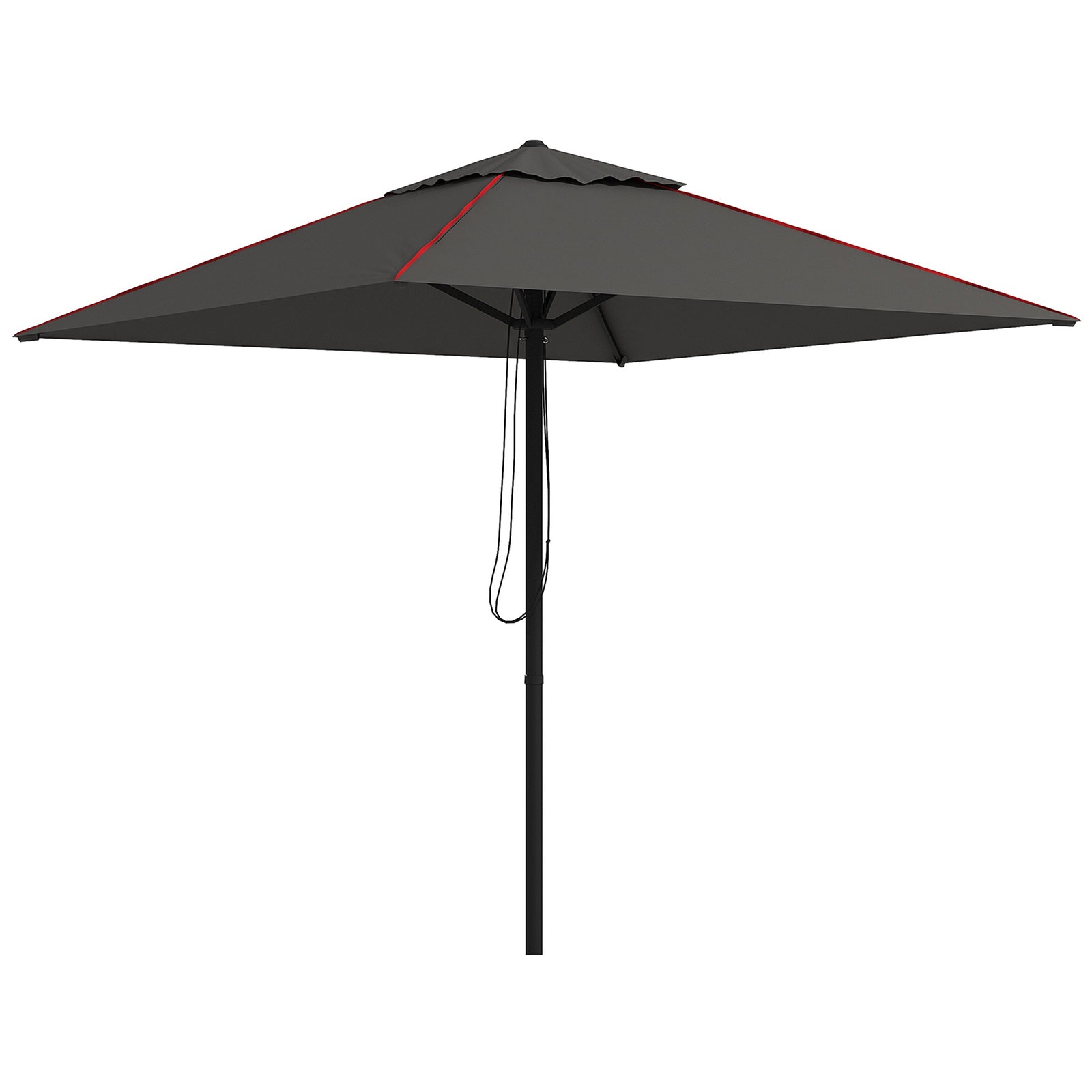215cm Square Canopy Parasol, with Contrast Piping - Grey/Red