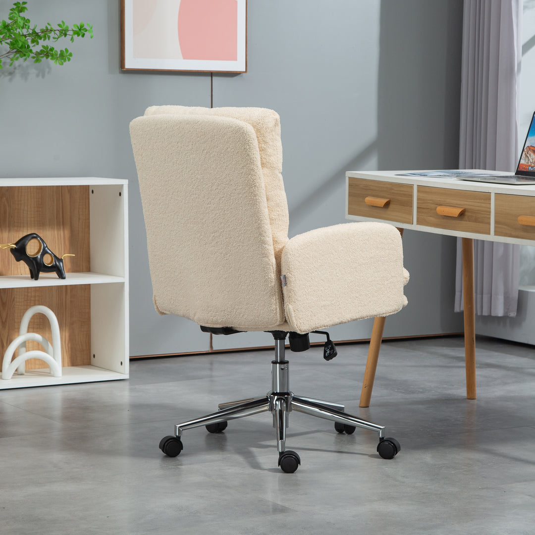 91-99cm Sherpa Fleece Office Chair - Cream White