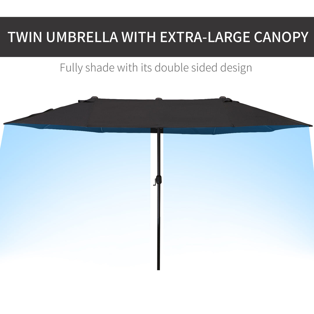 4.6m Double Garden Parasol - Black
