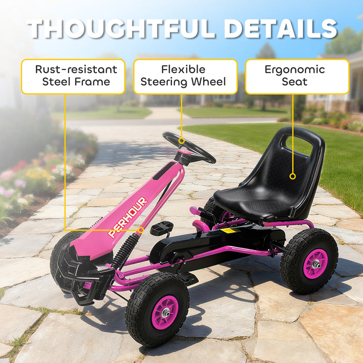 Kids Pedal Go Kart with Adjustable Seat, EVA Tyres, Manual Clutch, Brake, Go Kart for Kids 3-8 Years