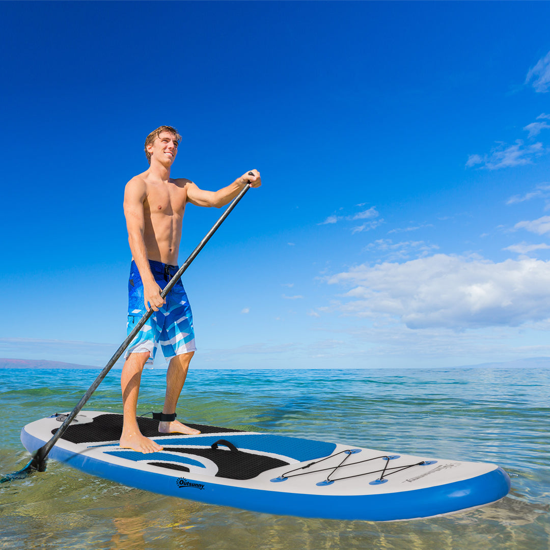 Outsunny 10'6" x 30" x 6" Inflatable Paddle Stand Up Board, Adjustable Aluminium Paddle Non-Slip Deck Board with ISUP Accessories, 320L x 76W x 15H cm