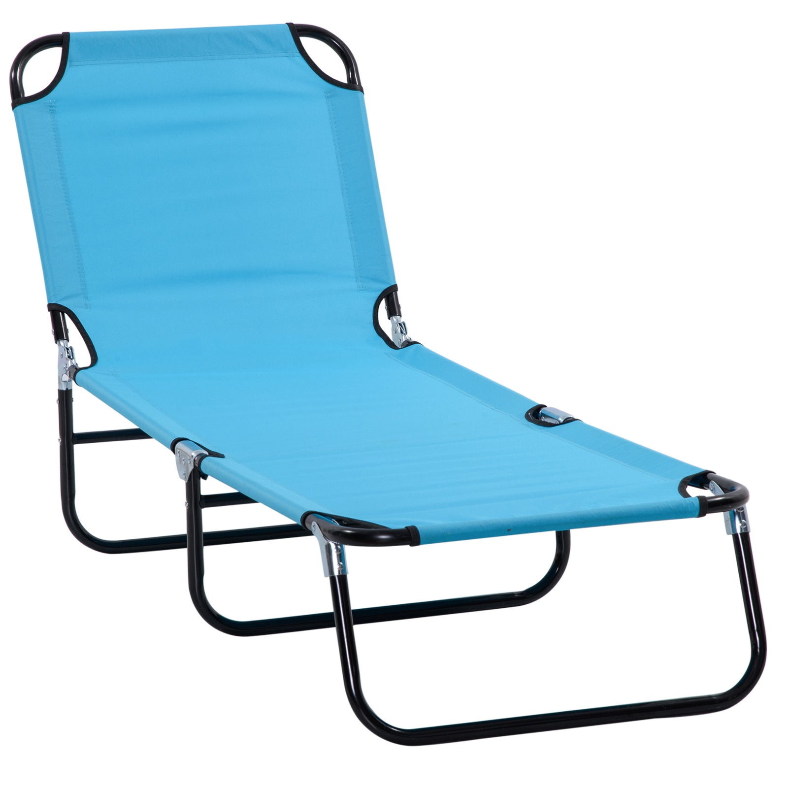 Garden Sun Lounger, with Five-Position Back - Light Blue