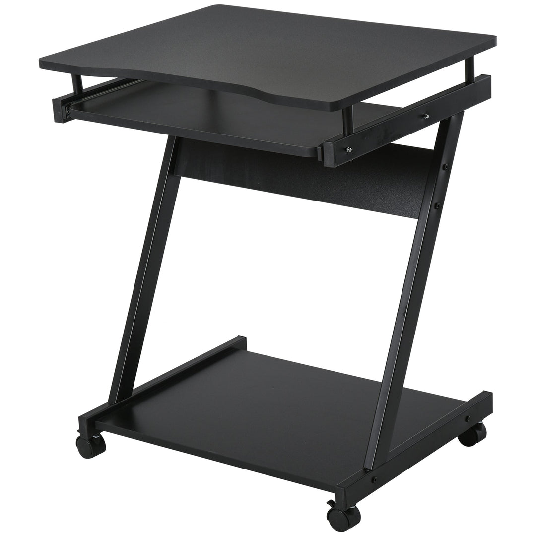 MCL Movable Computer Desk with 4 Moving Wheels Sliding Keyboard Tray Home Office Workstation