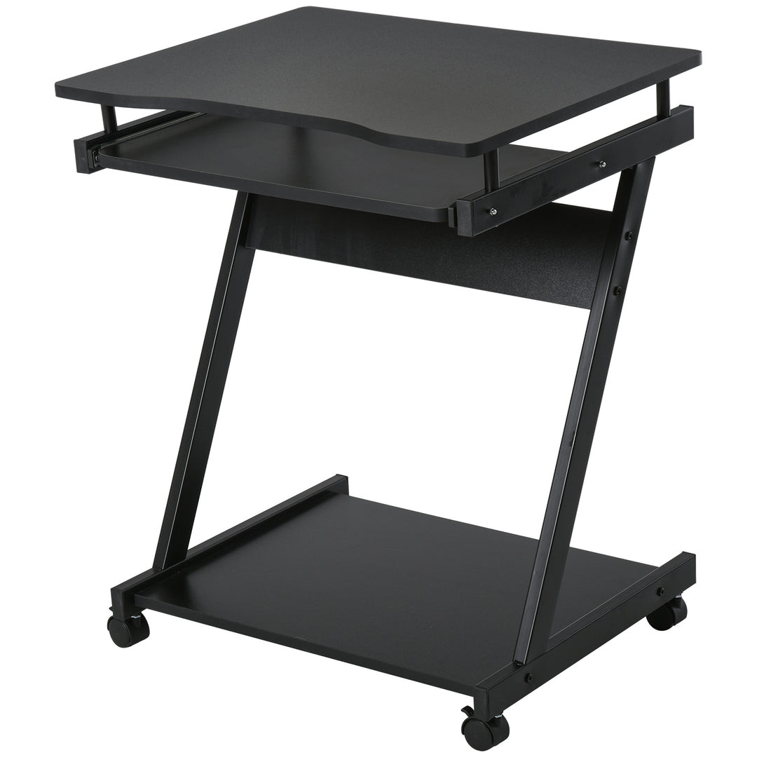 Movable Computer Desk with 4 Moving Wheels Sliding Keyboard Tray Home Office Workstation Black