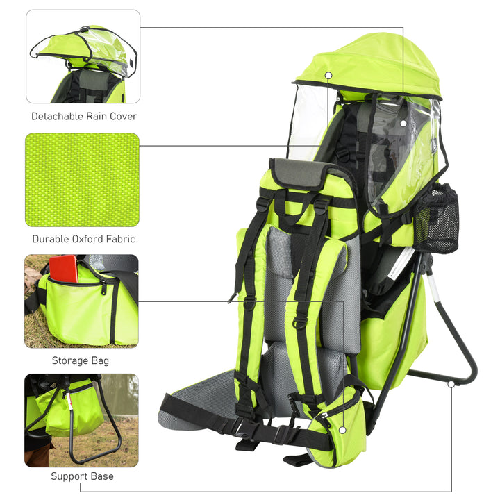 Baby Hiking Backpack Carrier Child Carrier with Ergonomic Hip Seat Detachable Rain Cover Adjustable Straps Stand for Toddler 6 - 36 Months Green