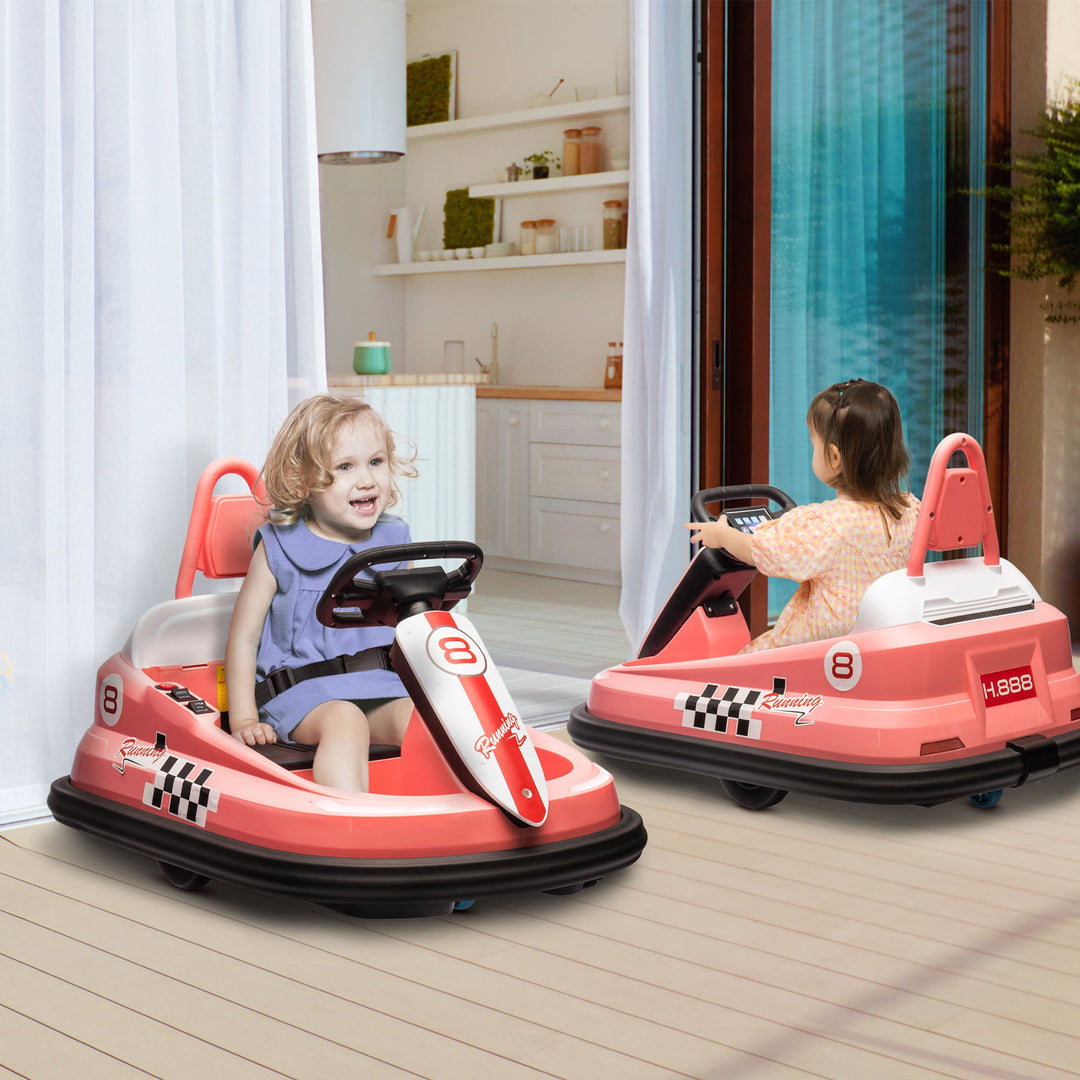 6V Kids Electric Bumper Car with 360° Spin, Music and Lights, Pink