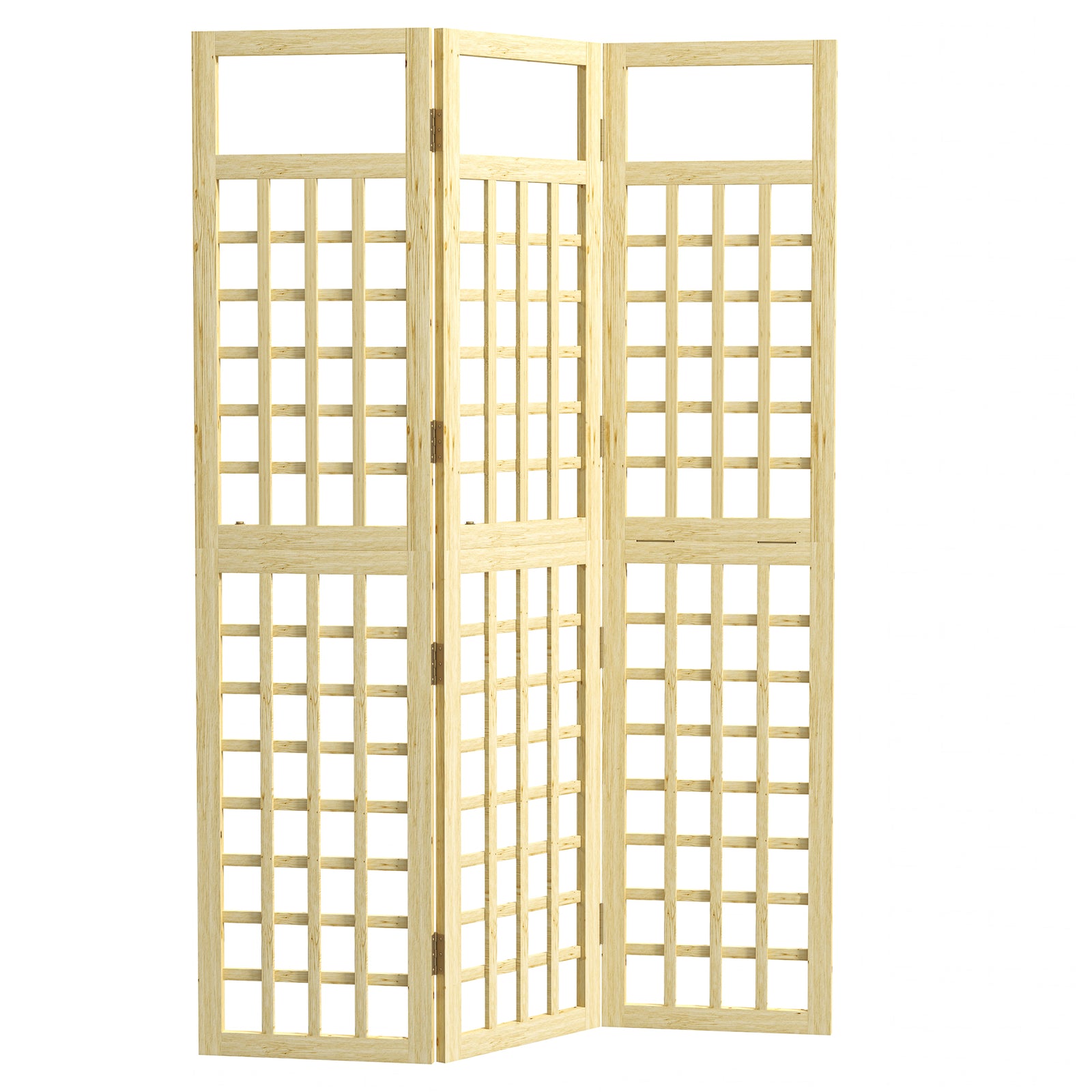 3-Panel Garden Privacy Screen, Freestanding Foldable Wooden Outdoor Divider/Trellis, Decorative Privacy Screen for Garden Patio Pool, 120 x 170 cm, Natural Wood Finish