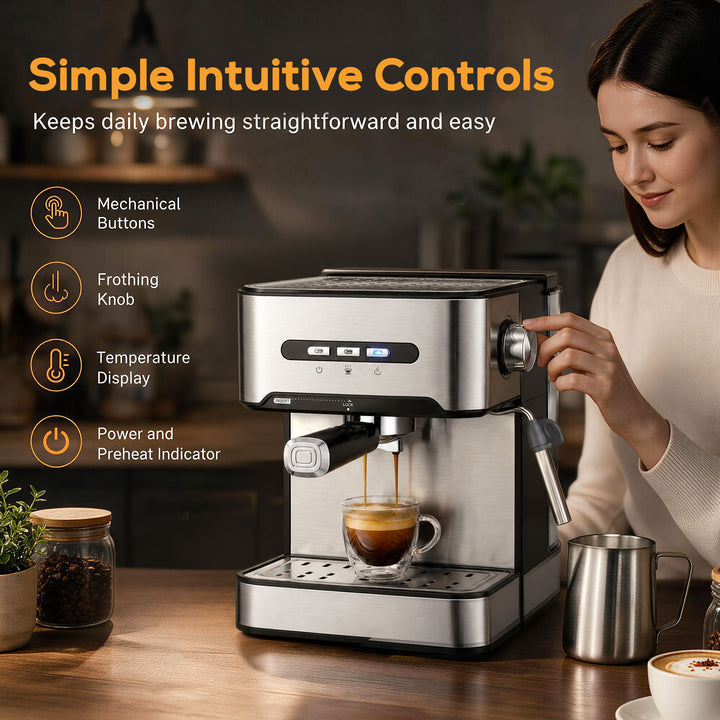 Espresso Machine, 20-Bar Semi Automatic Cappuccino Coffee Maker with F