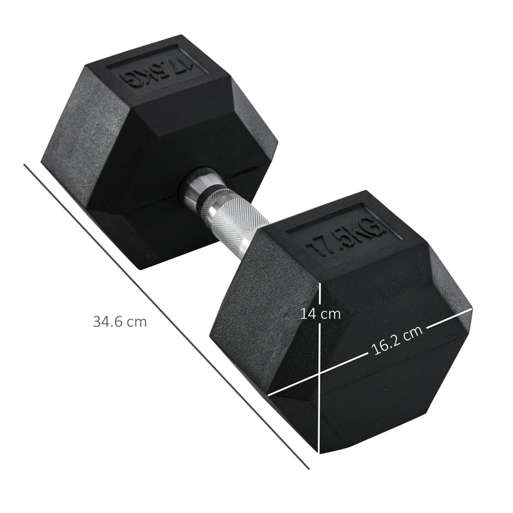 MCL 17.5KG Single Rubber Hex Dumbbell Portable Hand Weights Dumbbell Home Gym