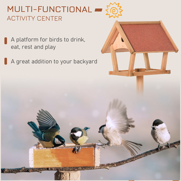 MCL Wooden Bird Table Freestanding Feeding  Station for Garden Outside ,139H cm, Natural