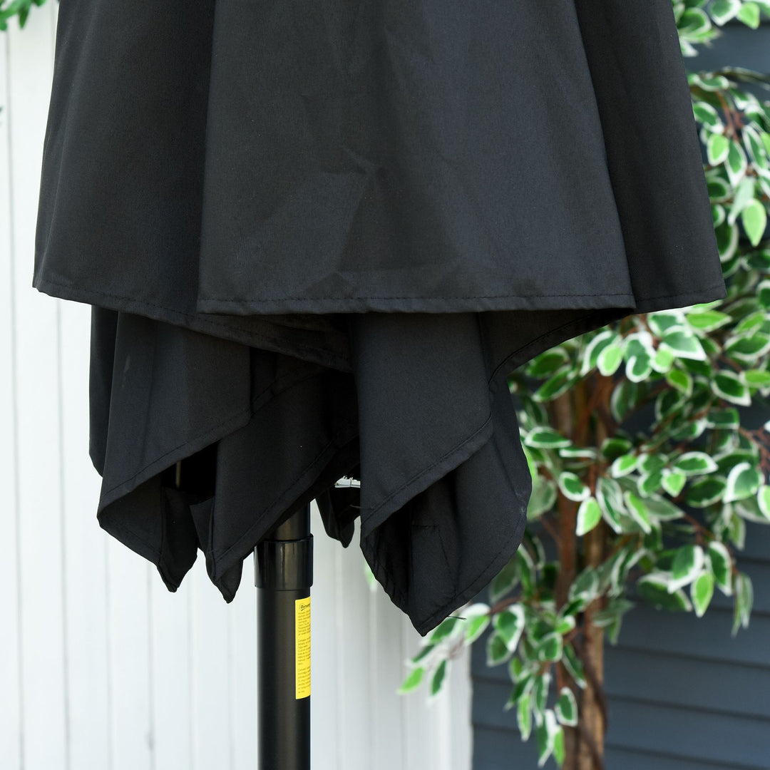 2.6M Garden Parasol Umbrella with Tilt and Crank, Outdoor Sun Parasol Sunshade Shelter with Aluminium Frame, Black