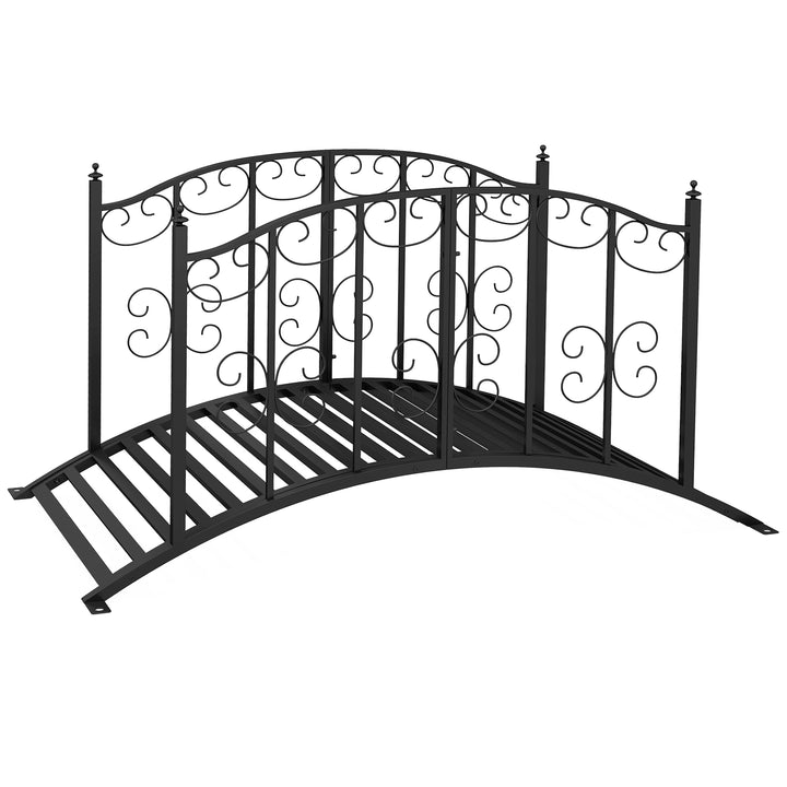 Outsunny 1.2M Metal Decorative Scrollwork Arch Garden Bridge, Black | Aosom UK