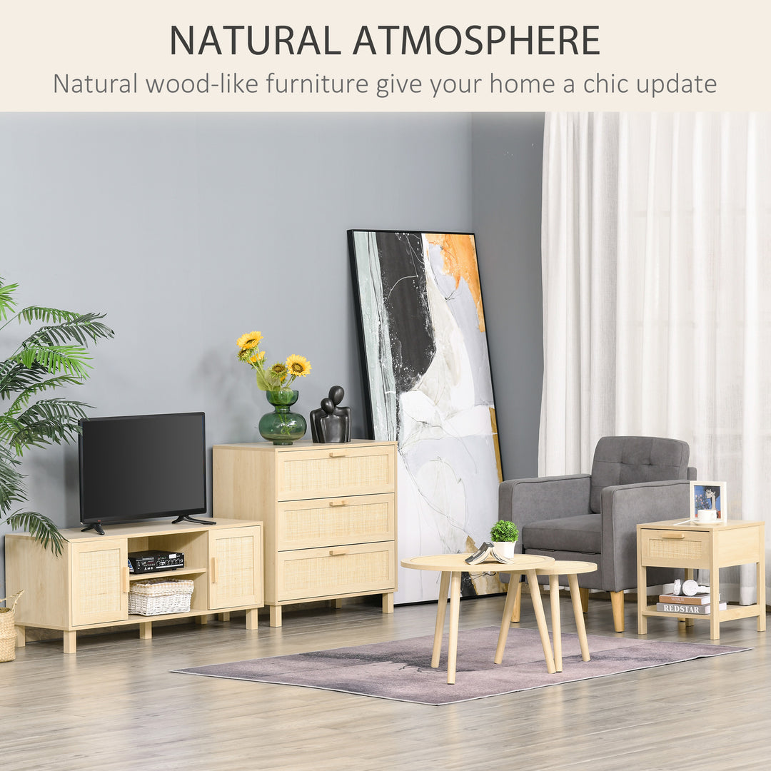 MCL Nightstand with Rattan Drawer and Storage Shelf, Bedside End Table for Bedroom, Living Room