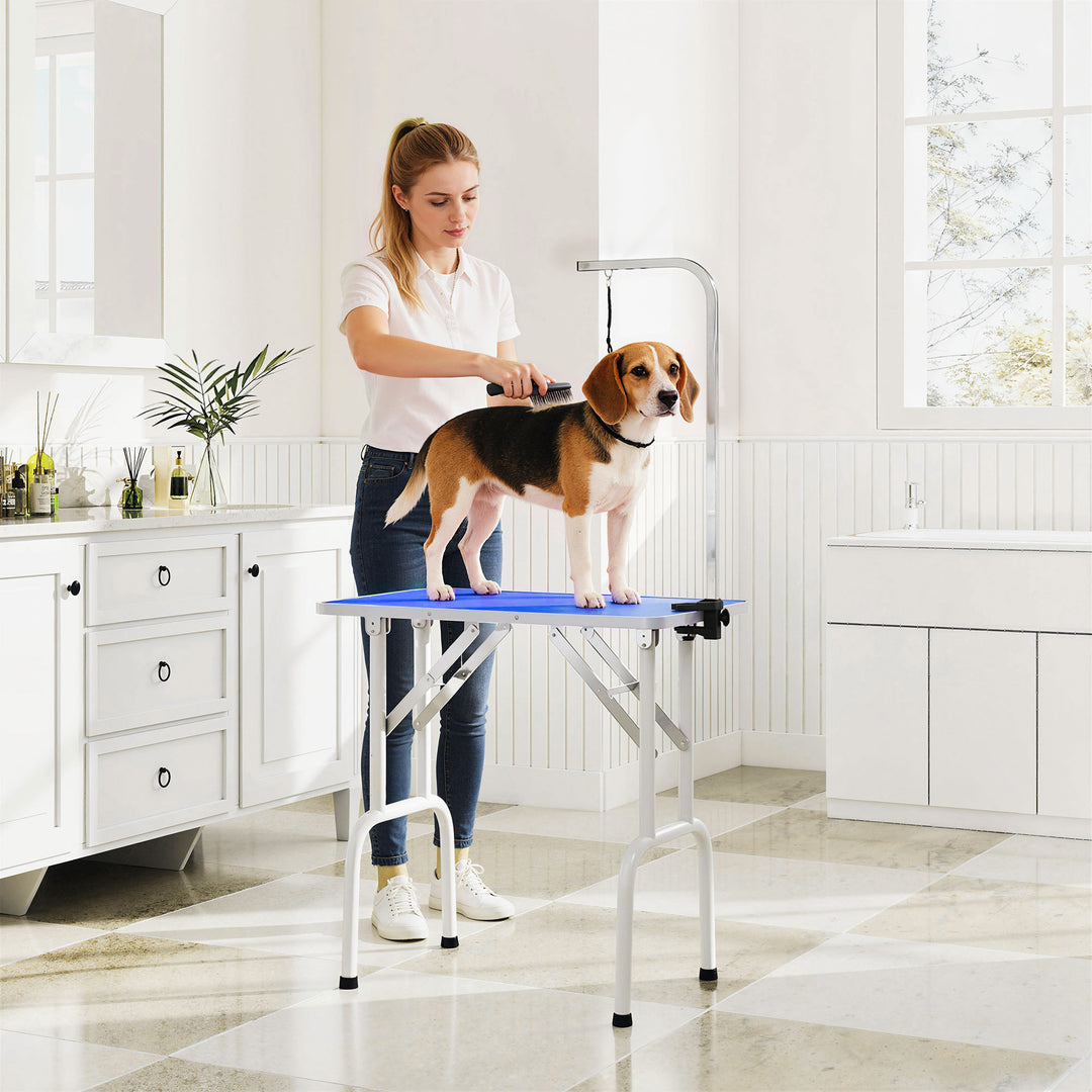 32" Foldable Dog Grooming Table Pet Drying Beauty Table Adjustable Fix