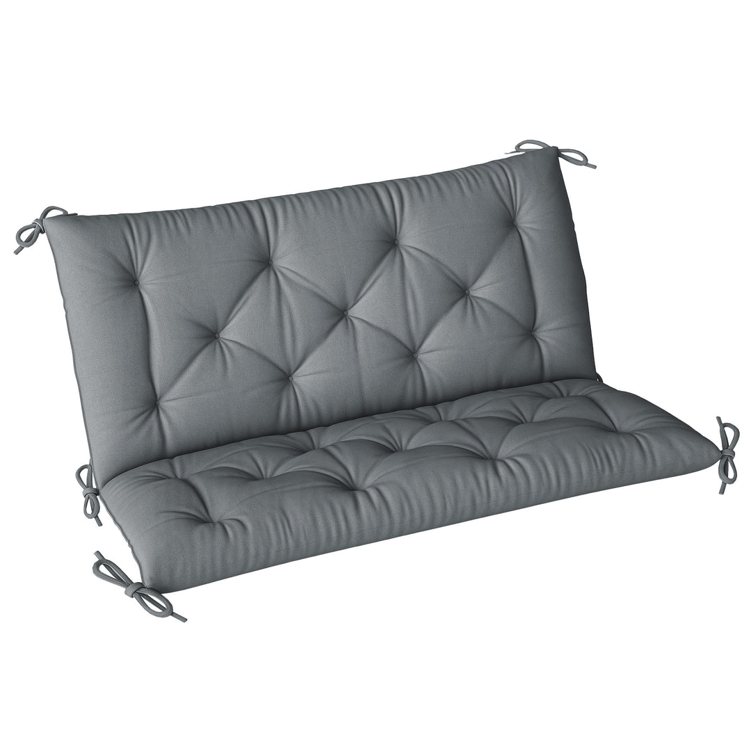 2 Seater Bench Pad, Garden Swing Chair Cushion with Back and Ties, Tuf