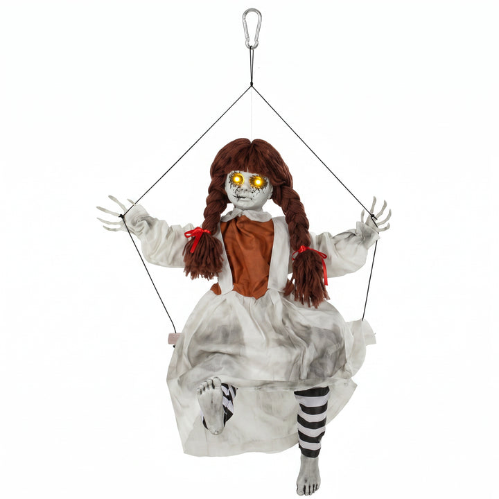 80 cm Halloween Animated Hanging Creepy Girl on Swing Decoration, Kick