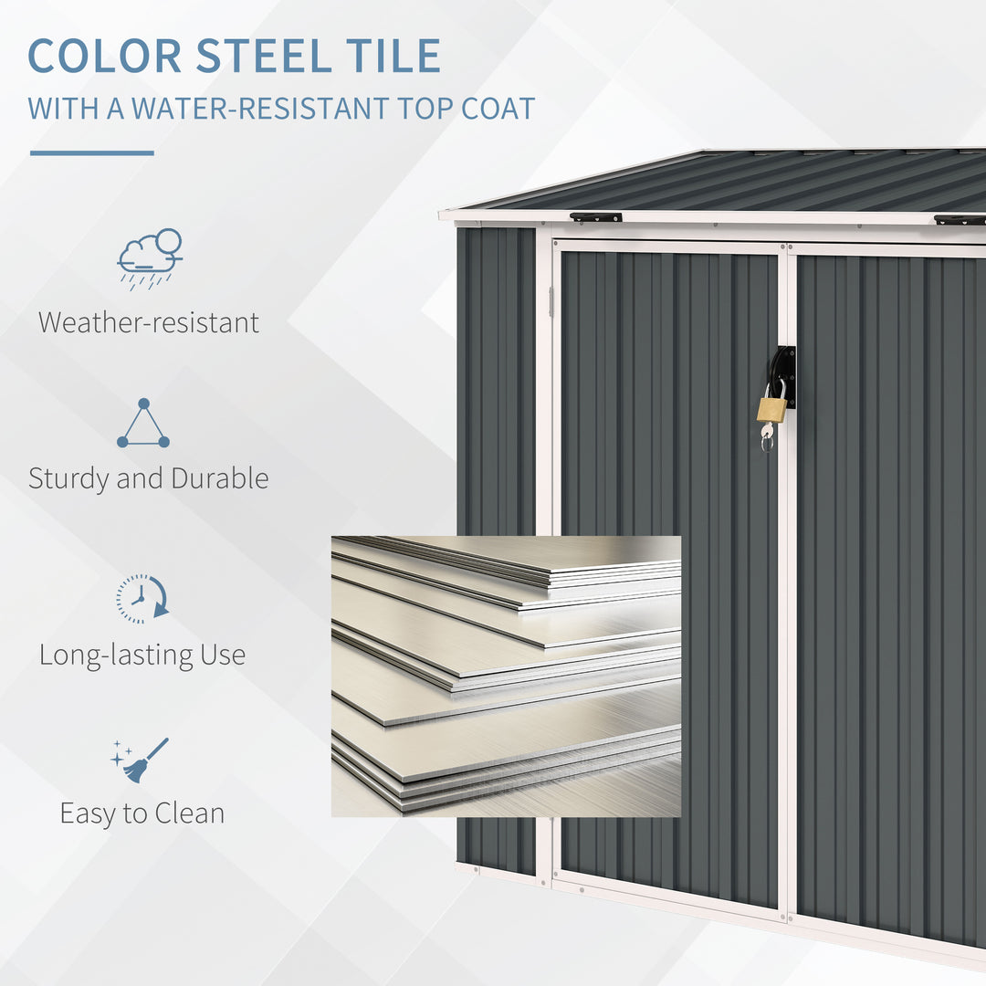 5ft x 3ft Garden 2-Bin Steel Storage Shed, Double Rubbish Storage Shed, Hide Dustbin w/ Locking Doors and Openable Lid