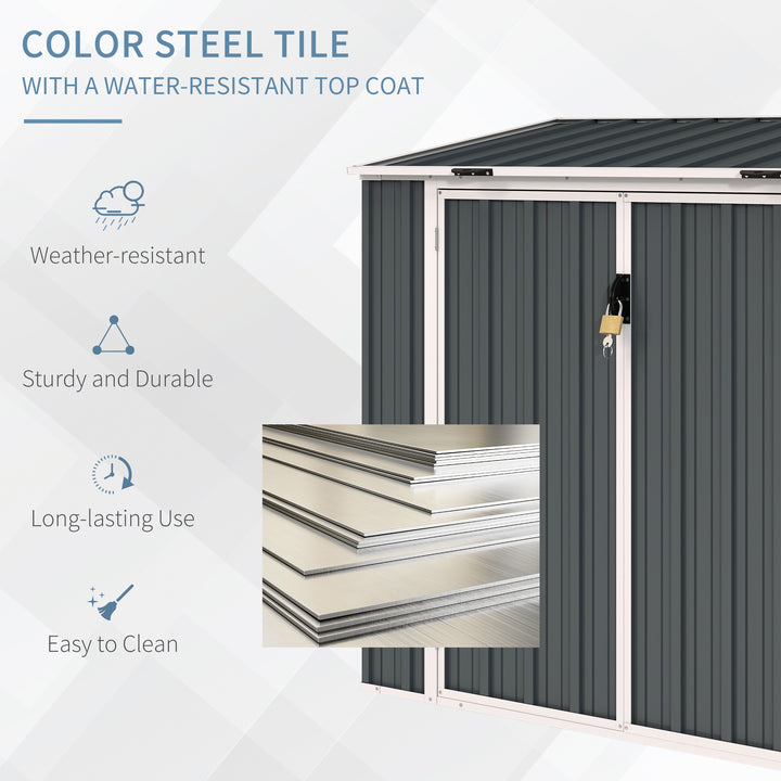5ft x 3ft Garden 2-Bin Steel Storage Shed, Double Rubbish Storage Shed, Hide Dustbin w/ Locking Doors and Openable Lid