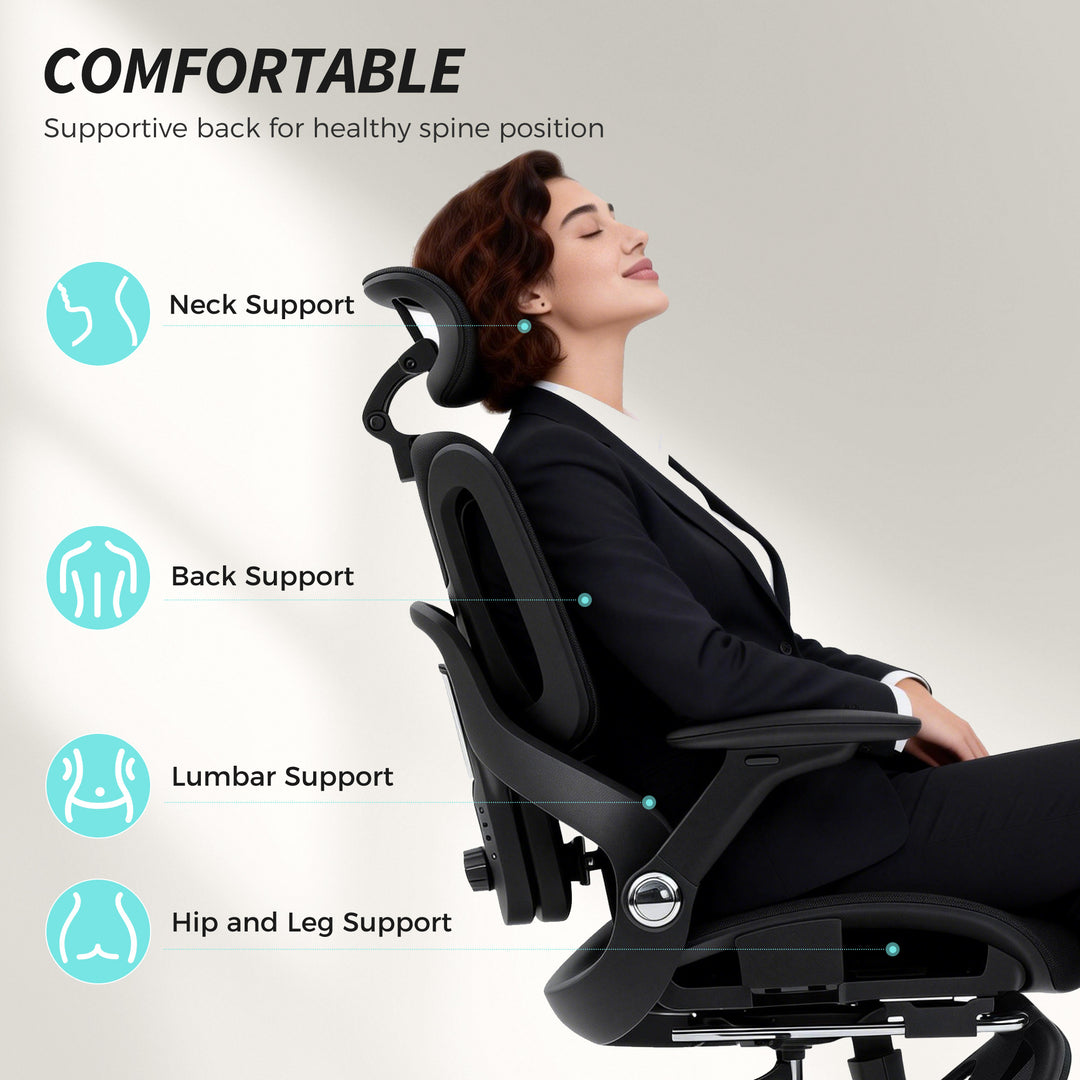 Ergonomic Office Chair, High Back Mesh Desk Chair, Black
