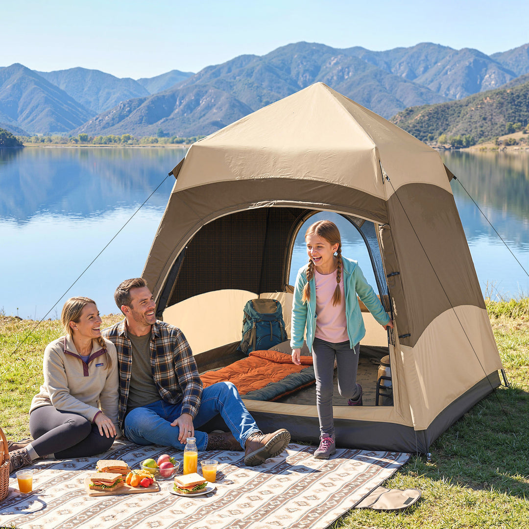 Double Layer Instant Pop Up Tent with Rainfly, Portable Camping Shelte