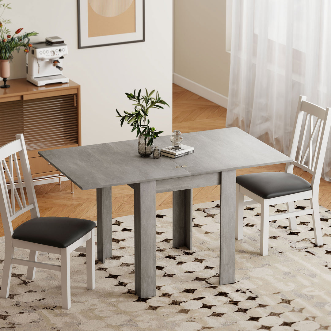Folding Dining Table for 4-6, Rectangular Extendable Drop Leaf Table f