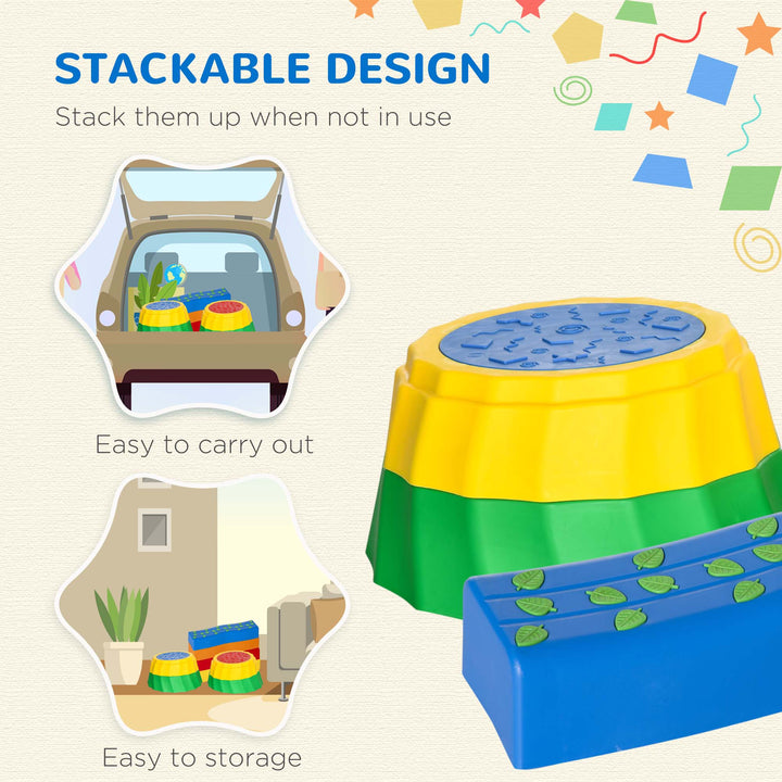 MCL Eight-Piece Kids Stepping Stones, with Non-Slip Surface & Bottom, for Toddlers - Multicoloured