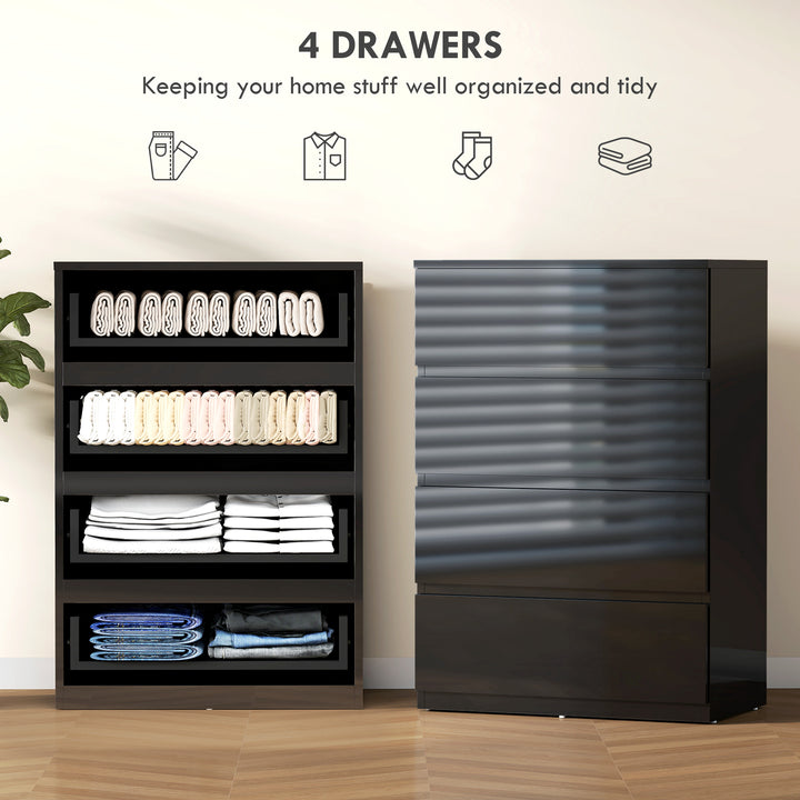 Chest of Drawers, 4-Drawer Storage Cabinets, Modern Dresser, Storage D