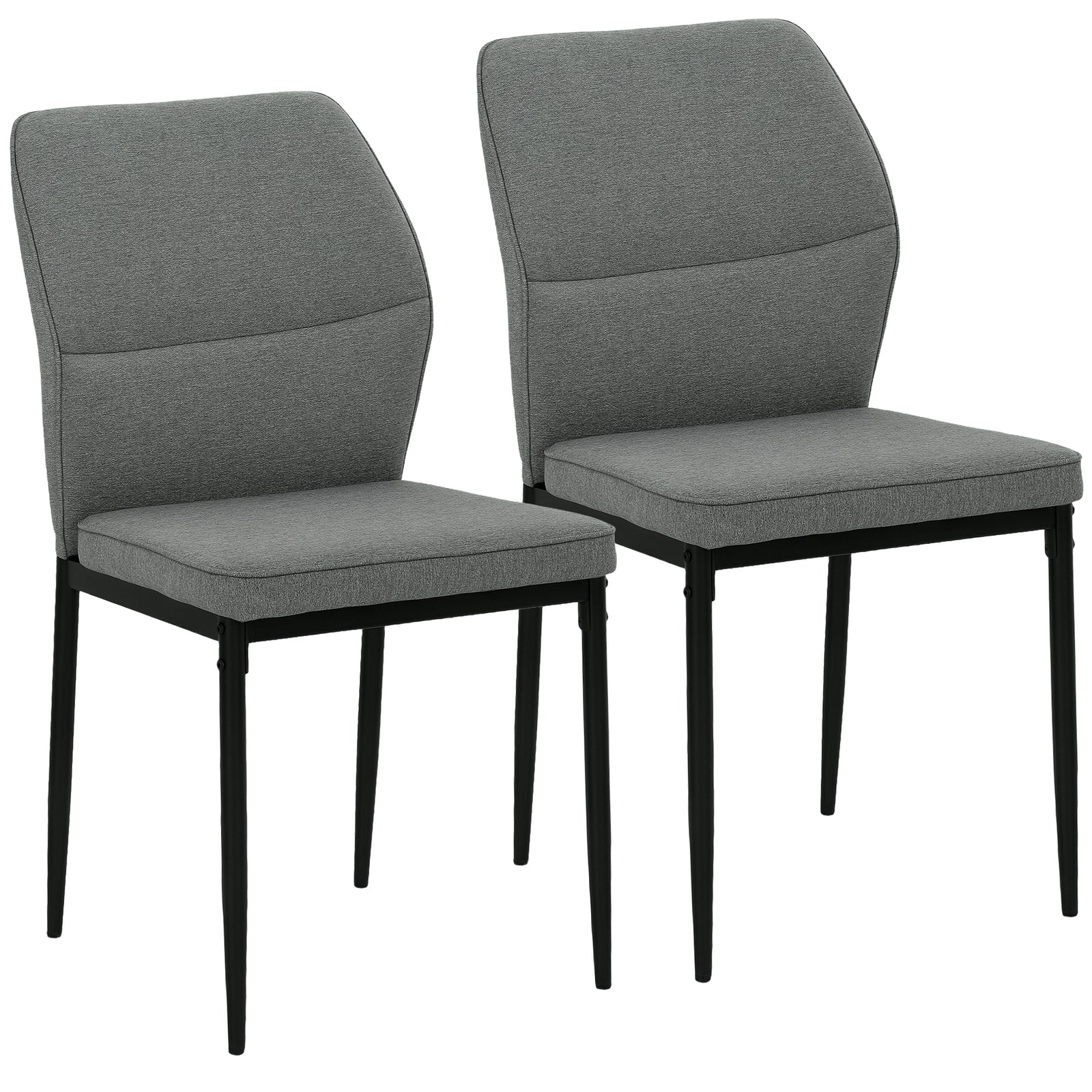 Velvet Dining Chairs Set of 2, Modern Armless Upholstered Kitchen Chairs with Metal Legs, Curved Back and Padded Seat, for Dining Room, Bedroom, Living Room, Grey