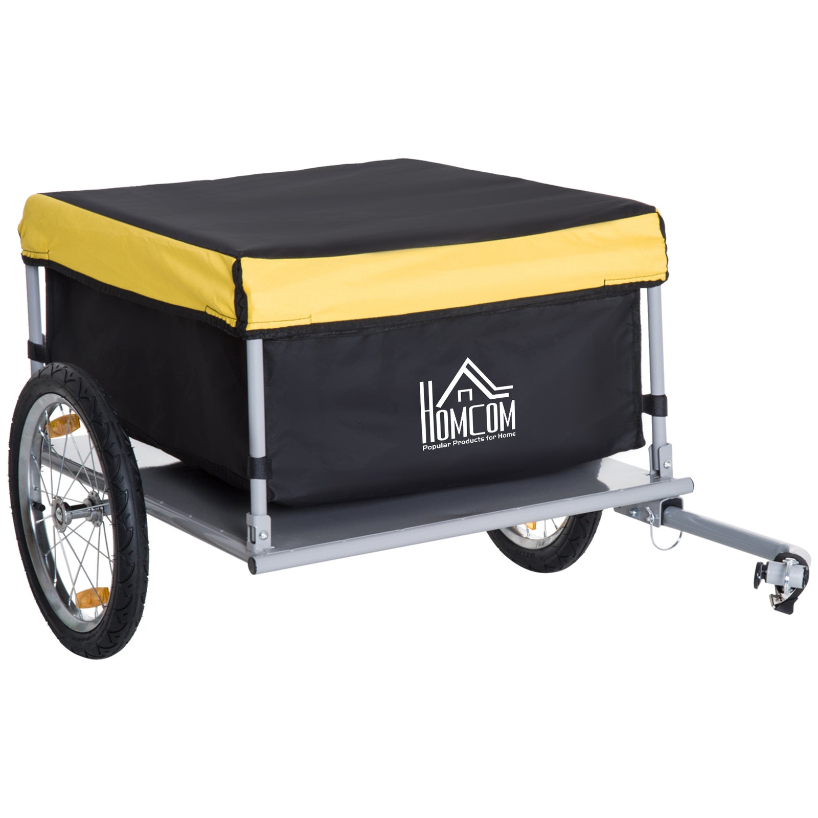 Bicycle Cargo Trailer, Two-Wheel Bicycle Large Cargo Wagon Trailer Oxford Fabric, Folding Storage, & Removable Cover, Yellow