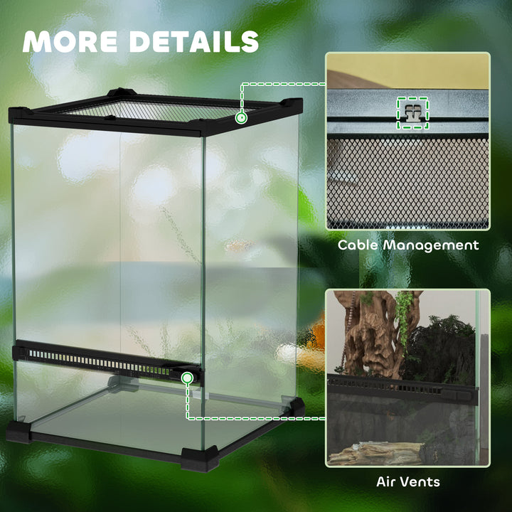 12L Vivarium for Lizards, Frogs, Snakes, Turtles, Tortoises w/ Anti-Escape Design, Ventilation