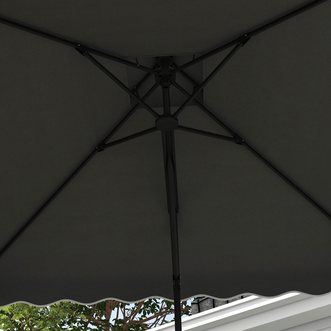 2.5m Square Double Top Garden Parasol Cantilever Umbrella with Ruffles, Dark Grey