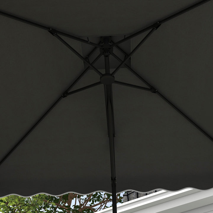 2.5m Square Double Top Garden Parasol Cantilever Umbrella with Ruffles, Dark Grey
