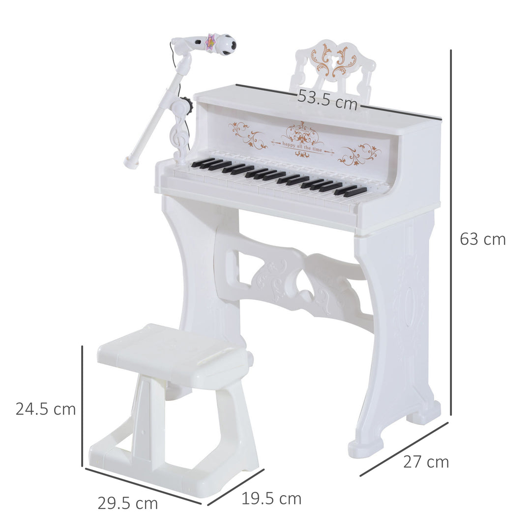 HOMCOM 37 Keys Kids Piano Mini Electronic Keyboard Light Kids Musical Instrument Educational Game Children Grand Piano Toy Set w/Stool & Microphone