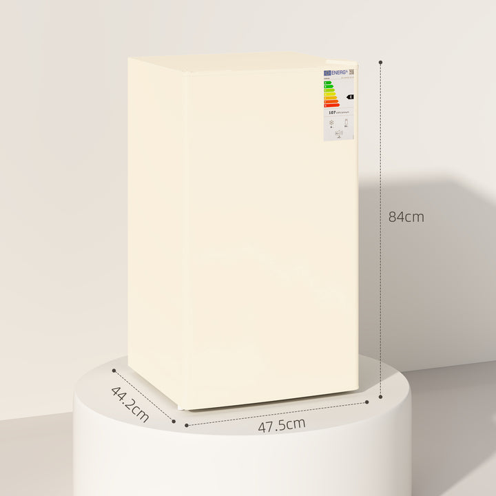 91 Litre Freestanding Under Counter Fridge Freezer, Small Fridge with Chiller Box, Adjustable Thermostat, 47.5cm Wide, Beige