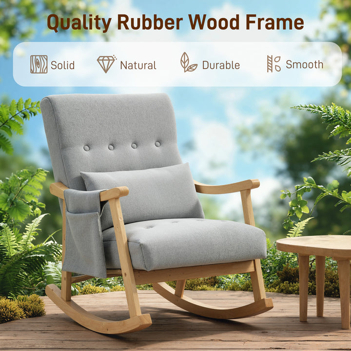 MCL Wood Frame Rocking Accent Chair - Light Grey