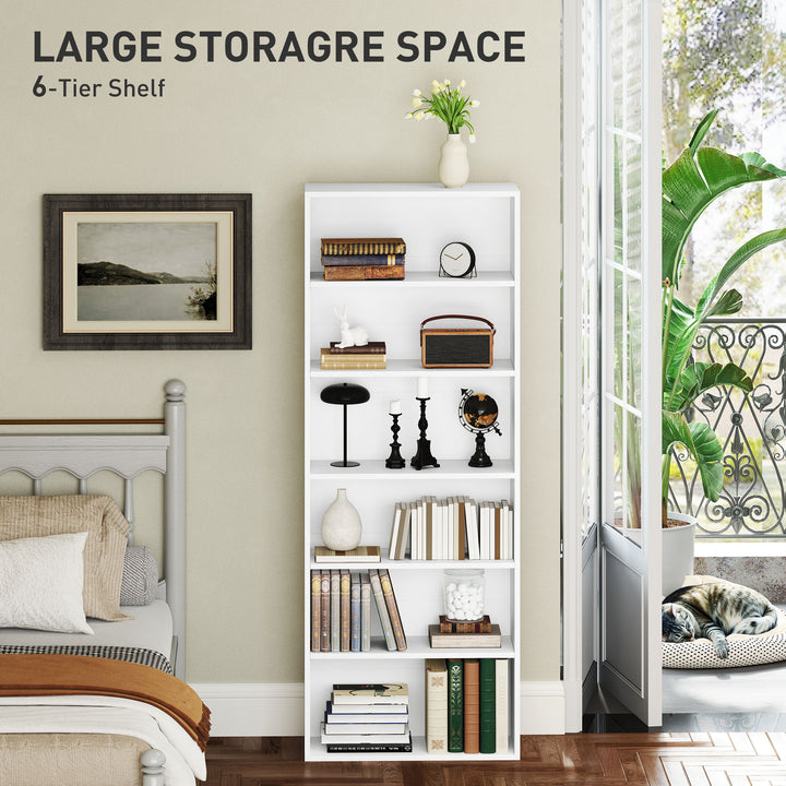 Six Shelf Bookcase - White