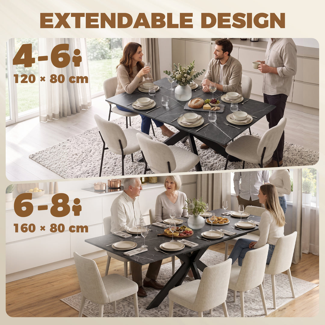 Extendable Dining Table Steel Cross Legs Steel Rails Space Saving - view 4