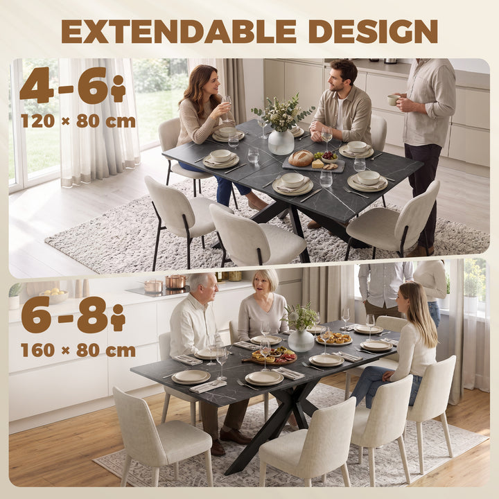 Extendable Dining Table Steel Cross Legs Steel Rails Space Saving - view 4