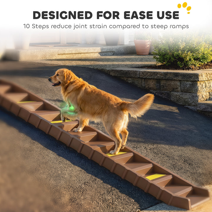 Dog Car Ramp with Anti-Slip Steps, 10-Steps Pet Stairs for Pets to Acc