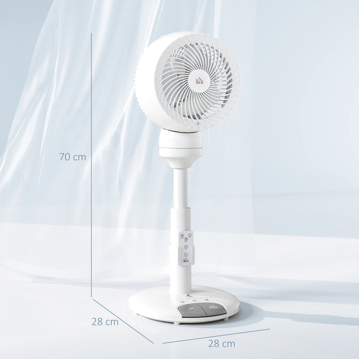 9'' Air Circulator Fan 3 Speed 3 Mode, 70° Oscillation 90° Vertical Tilt, Remote Controller, for Living Room, Bedroom, Office, White