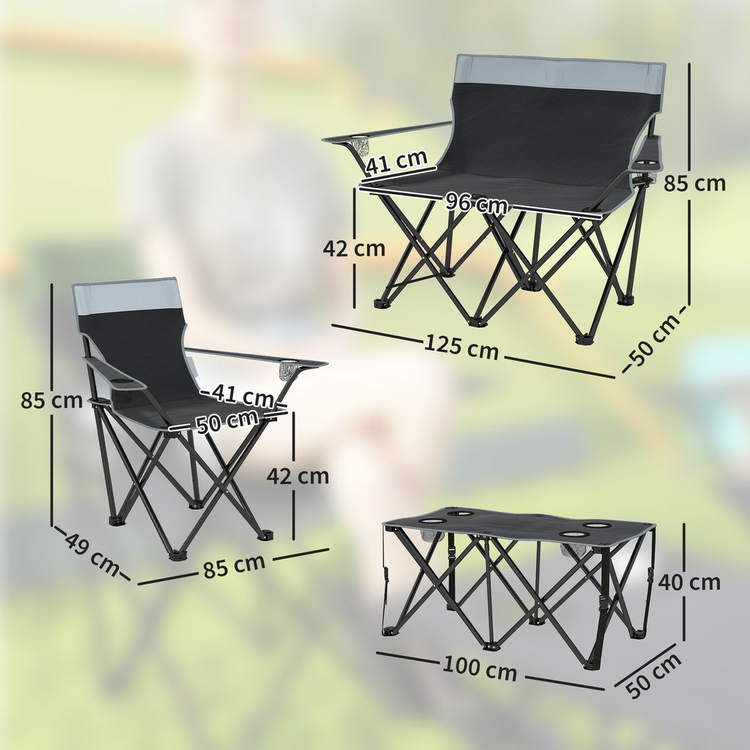 Four-Piece Portable Picnic Table Set - Grey