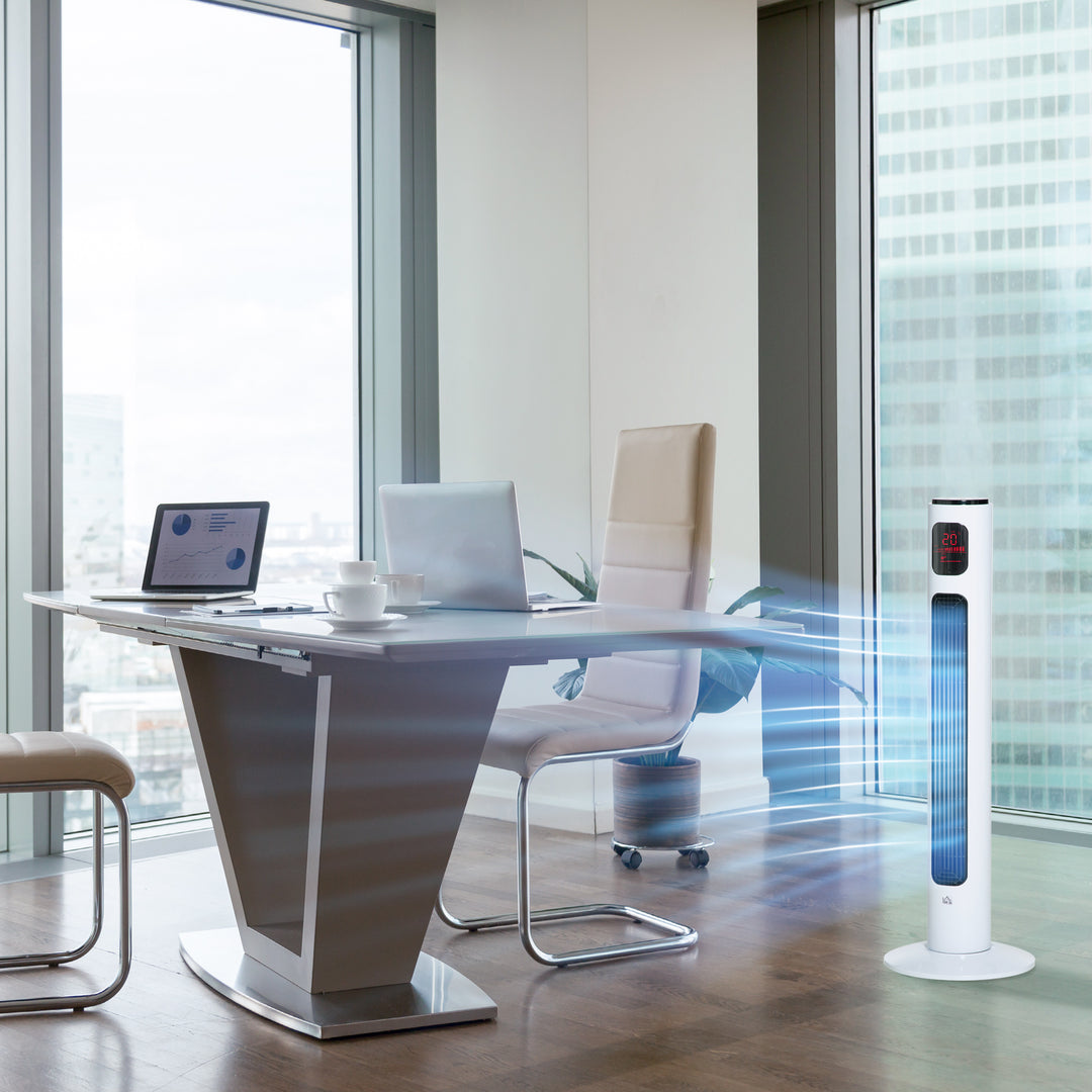 MCL 38'' Freestanding Tower Fan, 3 Speed 3 Mode, 12h Timer, 70 Degree Oscillation, LED Panel, 5M Remote Controller, White